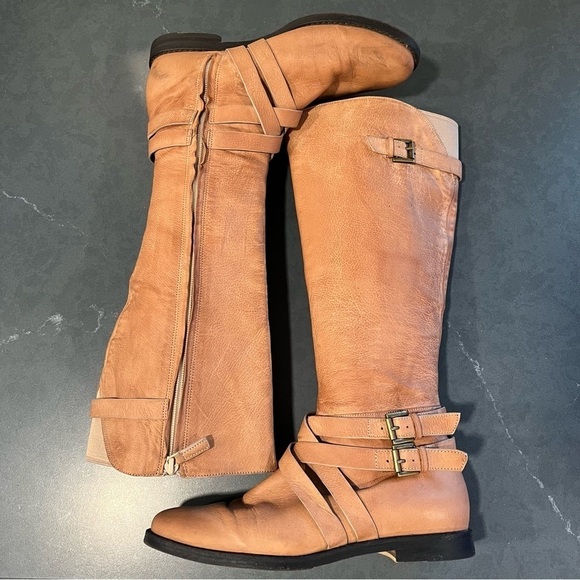 Cole Haan sz 7 tan leather tall harness riding boots - Picture 12 of 16